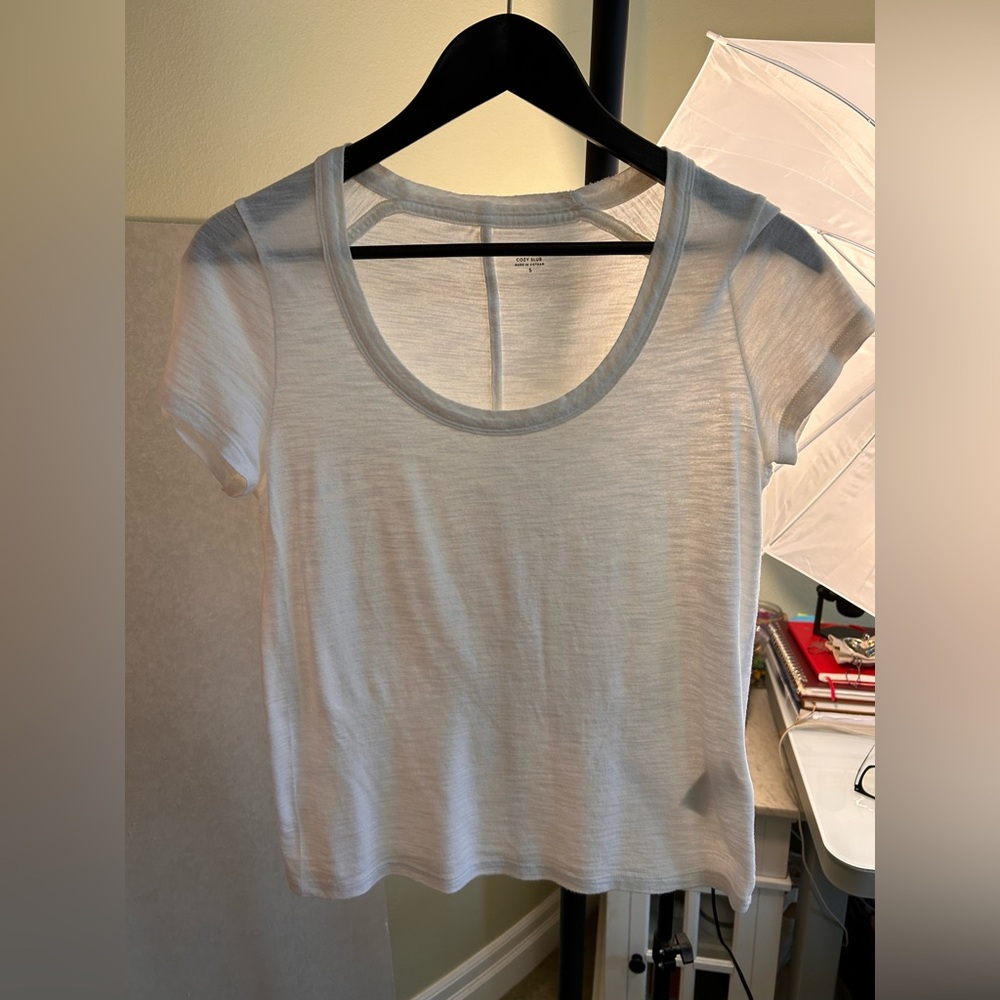 Banana Republic White Cozy Slub Short Sleeve Tee Size S